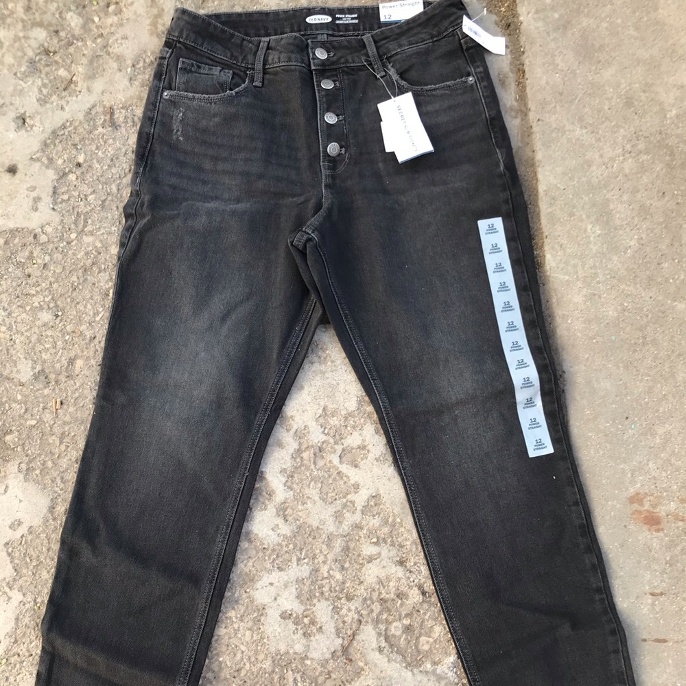 New dark gray old navy power straight jeans